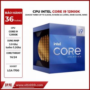 CPU Intel Core i9 12900K (3.9GHz turbo up to 5.2Ghz, 16 nhân 24 luồng, 30MB Cache, 125W) 12th