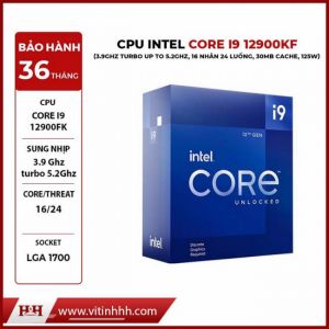 CPU Intel Core i9 12900KF (3.9GHz turbo up to 5.2Ghz, 16 nhân 24 luồng, 30MB Cache, 125W) 12th