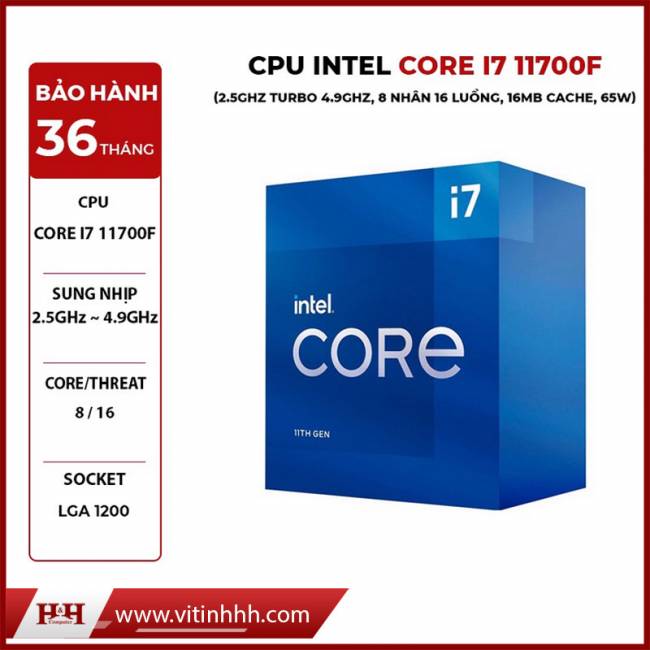 CPU INTEL CORE I7 11700F (2.5GHz Turbo 4.9GHz, 8 nhân 16 luồng, 16MB Cache, 65W) 11th