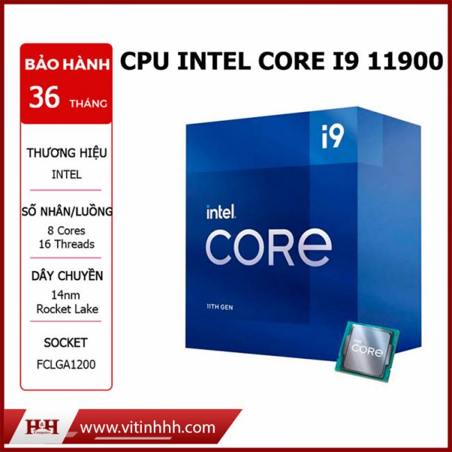CPU INTEL ROCKET I9 11900 (8 Nhân 16 Luồng | Turbo 5.2GHz | 16M Cache | 65W) 11th